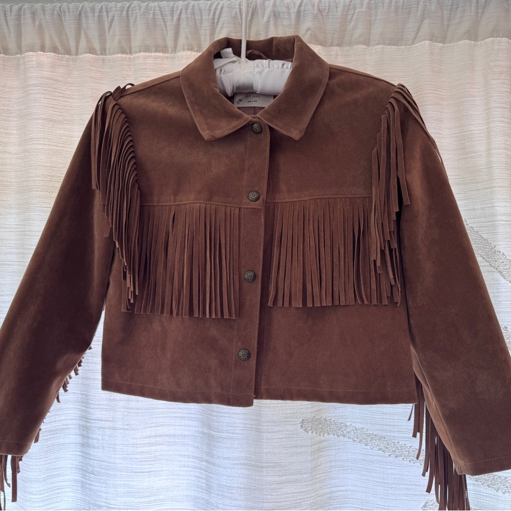 RYLEE & CO Brown suede Fringe children’s jacket.Size 8-9 worn once,Great quality